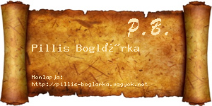 Pillis Boglárka névjegykártya